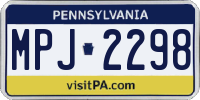 PA license plate MPJ2298