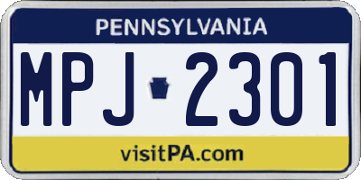 PA license plate MPJ2301