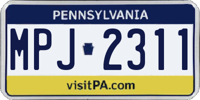 PA license plate MPJ2311