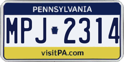 PA license plate MPJ2314