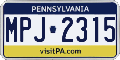 PA license plate MPJ2315