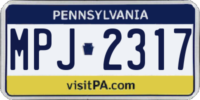 PA license plate MPJ2317