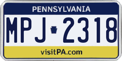 PA license plate MPJ2318