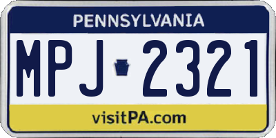 PA license plate MPJ2321