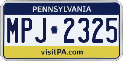 PA license plate MPJ2325