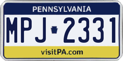 PA license plate MPJ2331