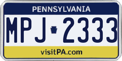 PA license plate MPJ2333