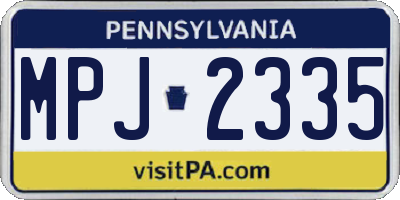 PA license plate MPJ2335