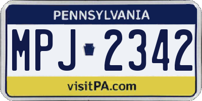 PA license plate MPJ2342