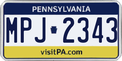 PA license plate MPJ2343