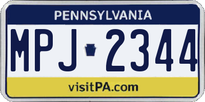 PA license plate MPJ2344