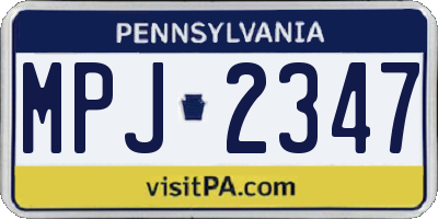 PA license plate MPJ2347