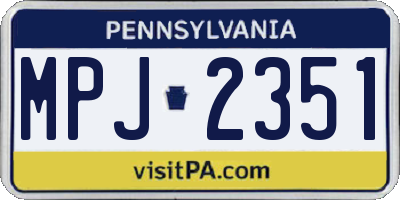 PA license plate MPJ2351