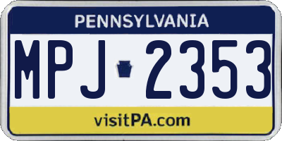 PA license plate MPJ2353