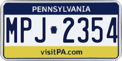PA license plate MPJ2354