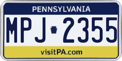 PA license plate MPJ2355