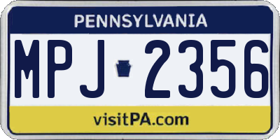 PA license plate MPJ2356