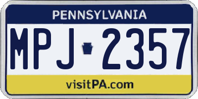 PA license plate MPJ2357