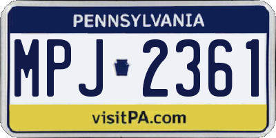 PA license plate MPJ2361