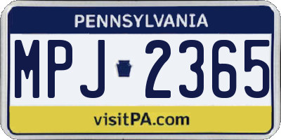 PA license plate MPJ2365