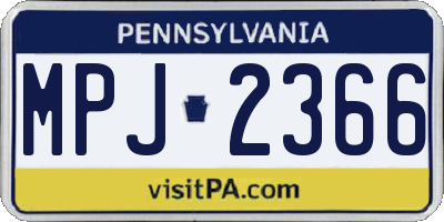 PA license plate MPJ2366
