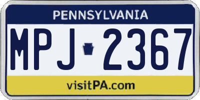 PA license plate MPJ2367