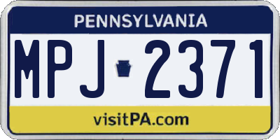 PA license plate MPJ2371