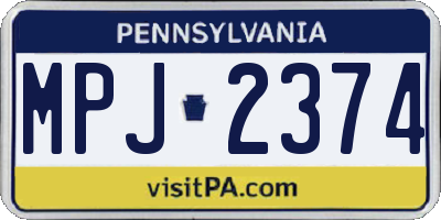 PA license plate MPJ2374