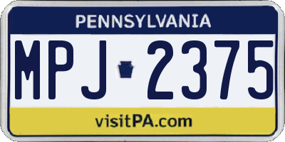 PA license plate MPJ2375