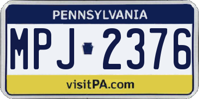 PA license plate MPJ2376