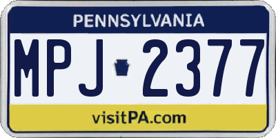PA license plate MPJ2377