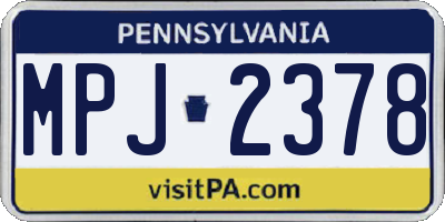 PA license plate MPJ2378