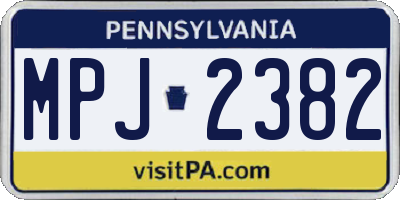 PA license plate MPJ2382