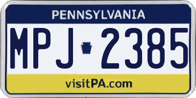 PA license plate MPJ2385