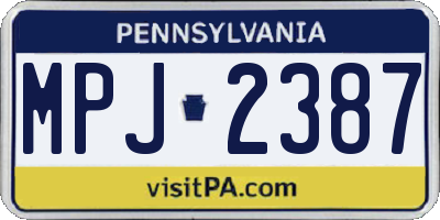 PA license plate MPJ2387