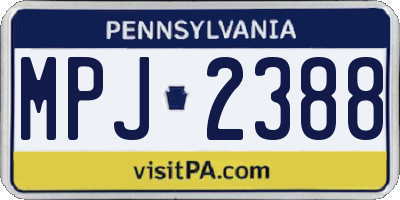 PA license plate MPJ2388
