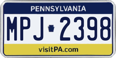 PA license plate MPJ2398