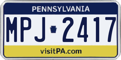 PA license plate MPJ2417