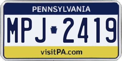 PA license plate MPJ2419