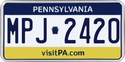 PA license plate MPJ2420