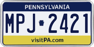 PA license plate MPJ2421