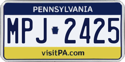 PA license plate MPJ2425