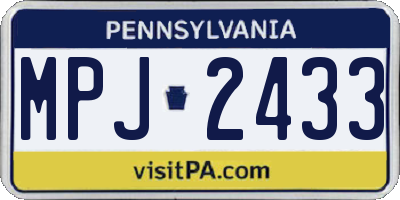 PA license plate MPJ2433