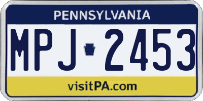 PA license plate MPJ2453