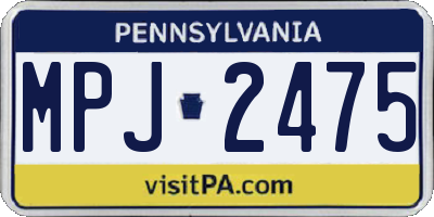 PA license plate MPJ2475
