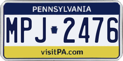 PA license plate MPJ2476