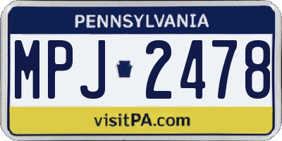PA license plate MPJ2478