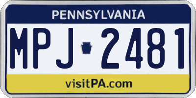 PA license plate MPJ2481