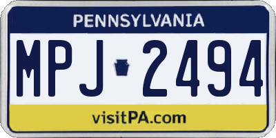 PA license plate MPJ2494