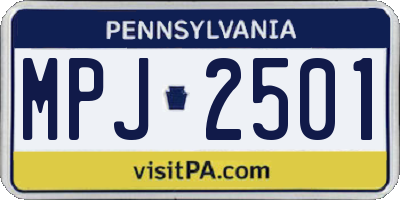 PA license plate MPJ2501